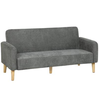2 Seater Sofa, Velvet Small Couch with 20cm Thick Padding, Wide and Deep Seat, Grey
