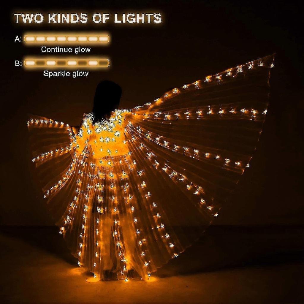Ali Grandi Luminose a LED per Adulti Luce Calda Ala Dorata Mantello Farfalla Performance da Bar Oggetti di Scena Fluorescenti, Vestiti Decorativi per Halloween