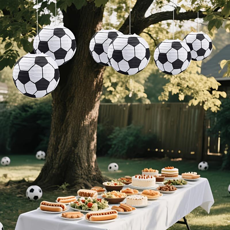 3/6pcs Football Themed Paper Lanterns Hanging Decor, Sports Theme Classroom Wall & Backdrop Decoration for Birthday Game Day