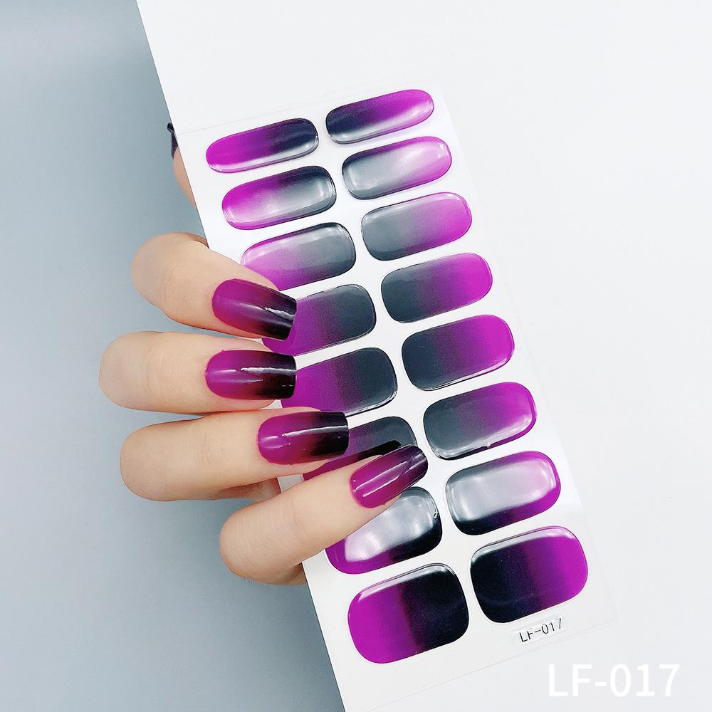 LF No-Bake Waterproof Gel Nail Stickers - Solid, Glitter, Color Block, Gradient Full Cover