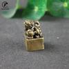 Pure Copper Lion Seal Ornament Lucky Feng Shui Decorations Crafts Bronze Animal Miniature Figurine Home Office Decor Accessories