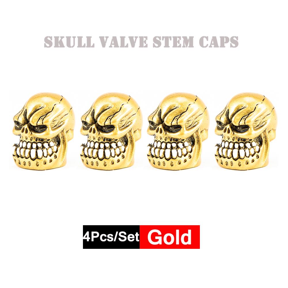 DSYCAR 4Pcs/Set Valve Caps for Tires Skull Style Universal Stem Valve Caps Attractive Dustproof Car Accessories Stem Caps1