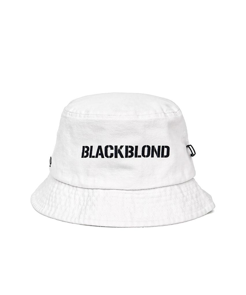 BLACKBLOND Vividi Trapped Smile Denim Bucket Hat (White)