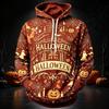 Men's Casual Long Sleeve Hoodie with Halloween Print for Everyday Wear