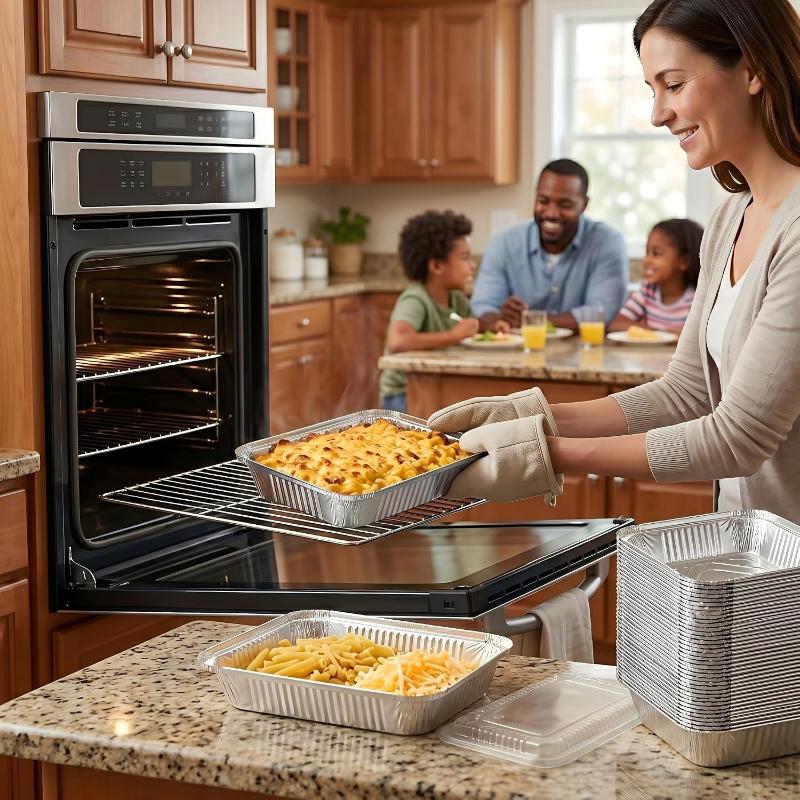 Disposable Food Grade Aluminum Foil Food Containers Perfect For Takeout Catering And Baking