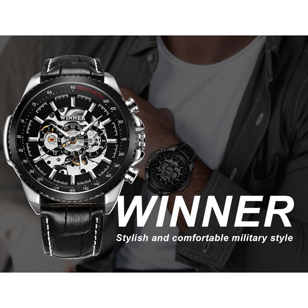 T-winner Men's Fashion Casual Hollow Mechanical Movement Automatic Mechanical Watch