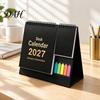 Monthly Schedule Organizer Desk Calendar 2027, Standing Flip Desktop with Sticker Portable Coil Bound Planner Notepad, Twin-Wire Binding 12