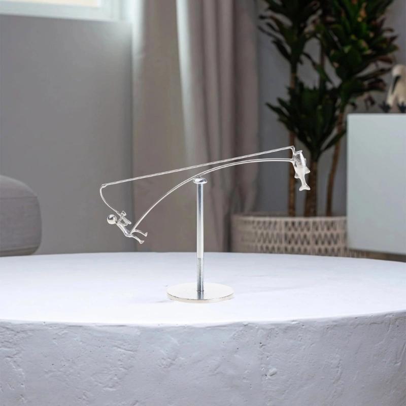 Dynamic Floating Fisherman Sculpture Office Desk Decoration Rustproof Easily Maintenance Unique Artistic Gift