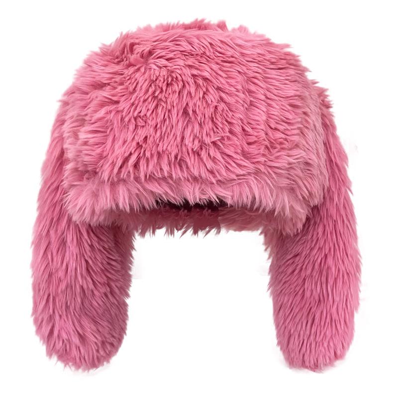Y2K Rabbit Ears Plush Hats Cute Girls Winter Beanie Pullover Cap Women Lolita Thickened Warm Funny Party Pography Fleece Hats