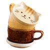 Katze Tasse Keramiktasse mit Deckel Niedliche Frühstückstasse Milchbecher Kreative Wassertasse Instant-Nudel Schüssel Student