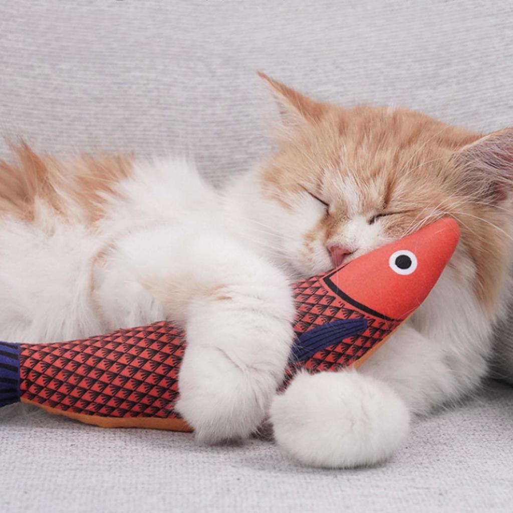 צעצועי חתולים טיבמי, צעצועי קטניפ דגים, צעצועי לעיסה עם קטניפ, יוצר קול פיזי, להפגת מתחים ותמיכה בבריאות השיניים - סט של 3