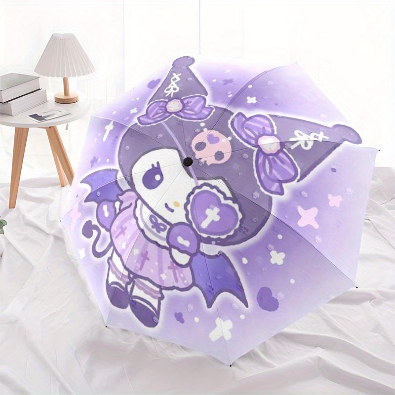 1pc One Eyed Kuromi Cartoon Umbrella, Portable 3-Fold Compact Umbrella, Suitable for Camping, Hiking and Travel, Ideal Easter Birthday Gift for Family