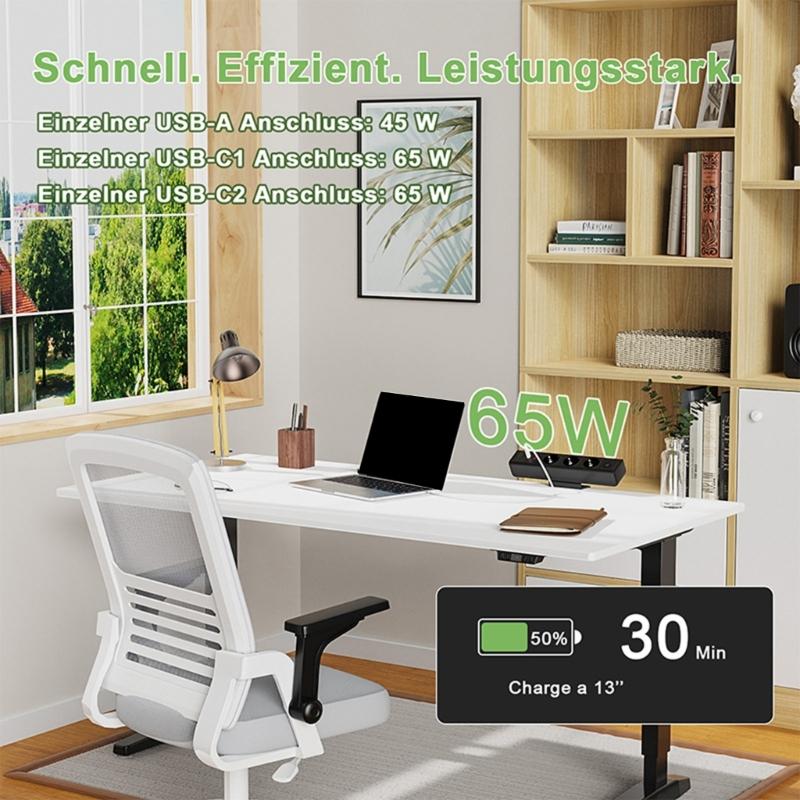 Clamp Mount Power Strips 3AC Outlets 3USB Port PD18W/65W Fast Charging Hubs 1.8Meter Cable for Home Office Desk