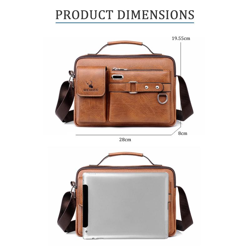 Messengerväskor för män Läder Crossbody-väska Vattentäta axelväskor Multifunktionsportfölj Researbete Business Handväskor Justerbar rem