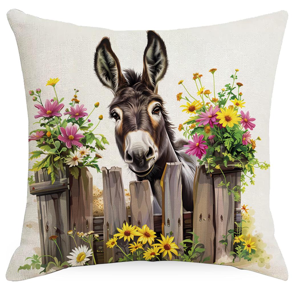 Spring Farm Animal Cow Rabbit Dog Pillowcase Home Decoration Balcony Cushion Decoration Pastoral