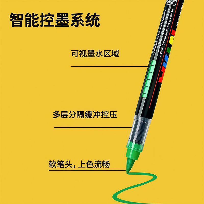 Waterproof Acrylic Marker Pen Set, 48-60 Colors, Special Brush Tips for Non-Transparent Graffiti and Color Paintings.