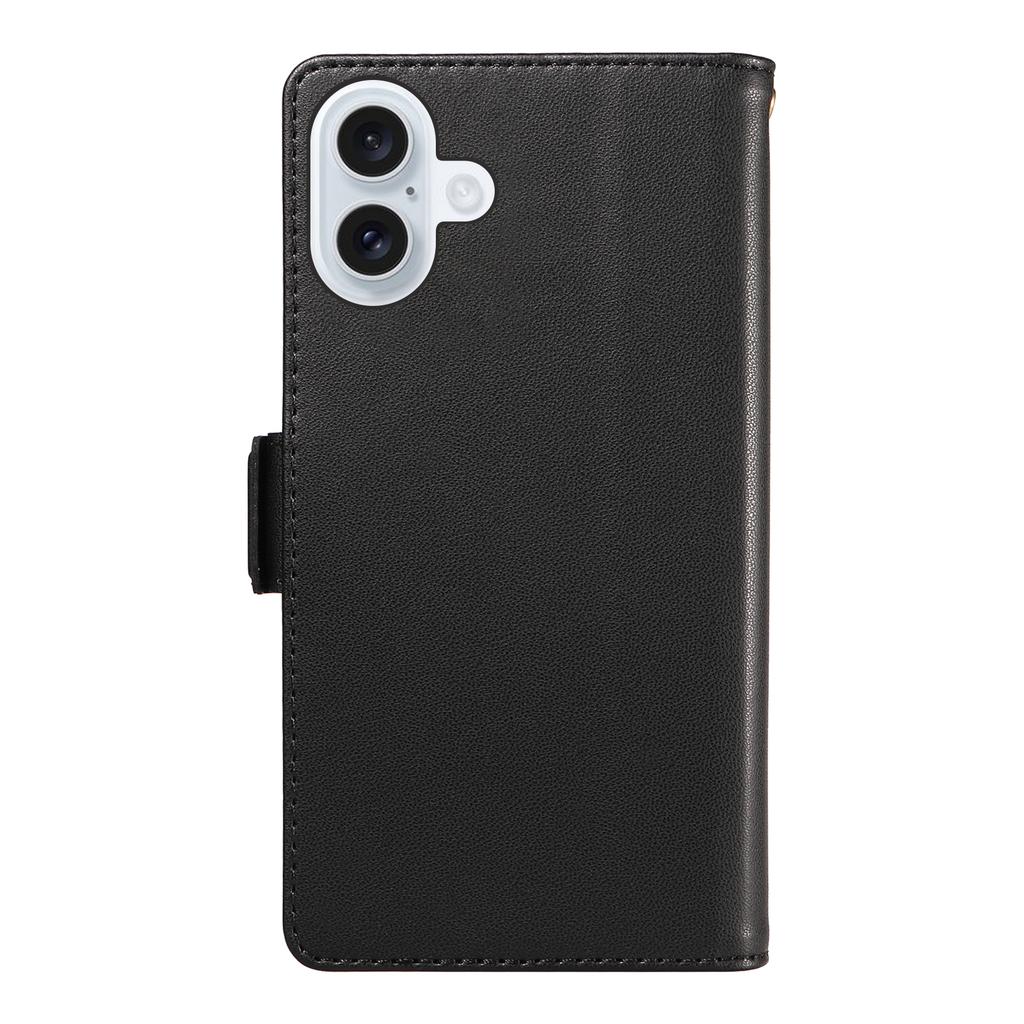 For iPhone 17 Case with Multi-Card Holder and Strap PU Leather Phone Cover Stand