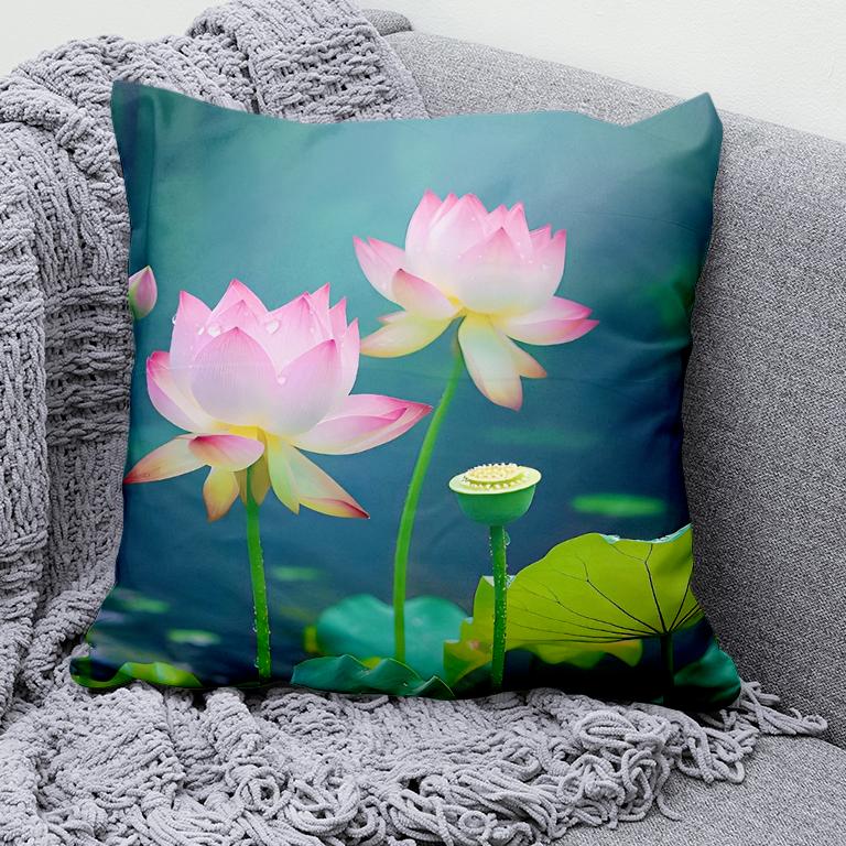 Car Living Room Sofa Cushion Cover Luxury Home Decoration Pillow Cover Chinese Style Lotus Koi Pattern