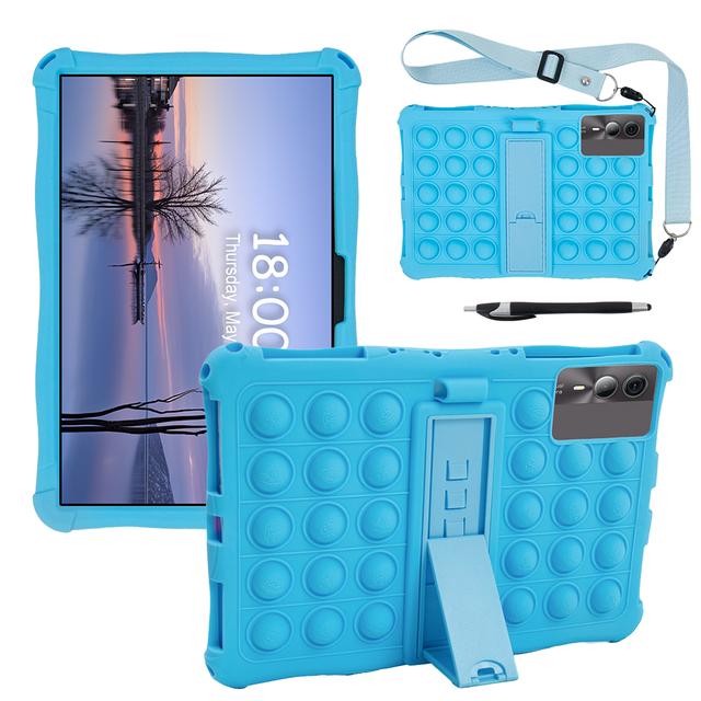 

Adjustable Stand Case For Blackview Tab 90 WiFi 2024 10.92 inch Soft Silicone Kids Funda Cover With Shoulder Strap Multi-angles Tab 90 WiFi 2024 небесно-голубой