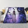 Siren Head In Purple Horror Background Fleece Throw Blanket Scary Game Blanket for Bedding Bedspread Soft Quilt Multifunction