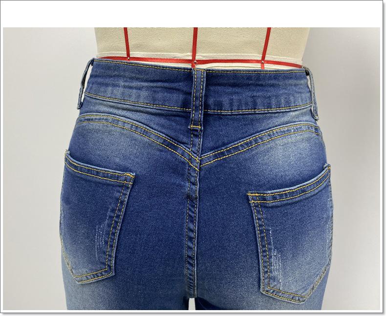 European & American Slim Beaded Butterfly Floral Women's Pencil Jeans