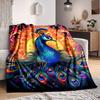 1pc Peacock Mandala Lightweight Flannel Blanket, Comfortable and Warm Blanket, for Office and Camping Sofa Bed, Livingroom173