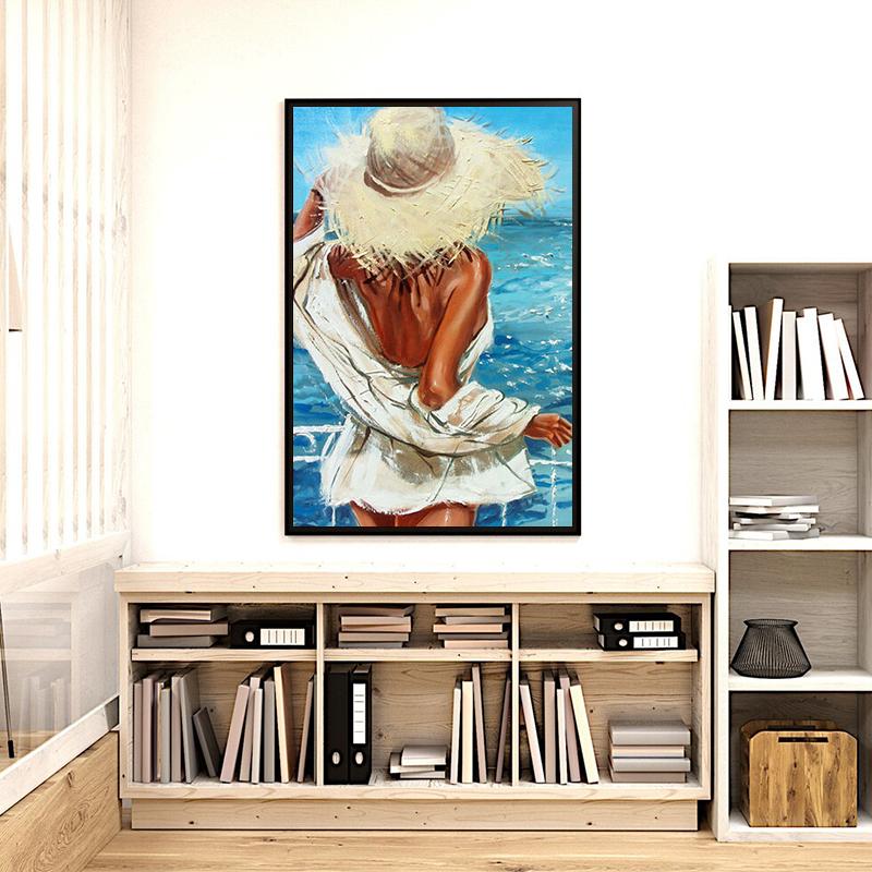 Modern Abstract Sexy Woman Posters Prints Beach Swimming Wall Art Picture Canvas Painting for Living Room Home Aesthetic Decor
