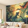 Kids Dinosaur Sunset Tapestry, 150x100cm Tropical Jungle Waterfall Jurassic Landscape Wall Art for Bedroom, Living Room