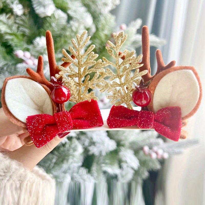 

1 пара рождественских заколок для волос в виде оленьих рогов, милые аксессуары для головного убора в виде оленя Christmas Hair Clips