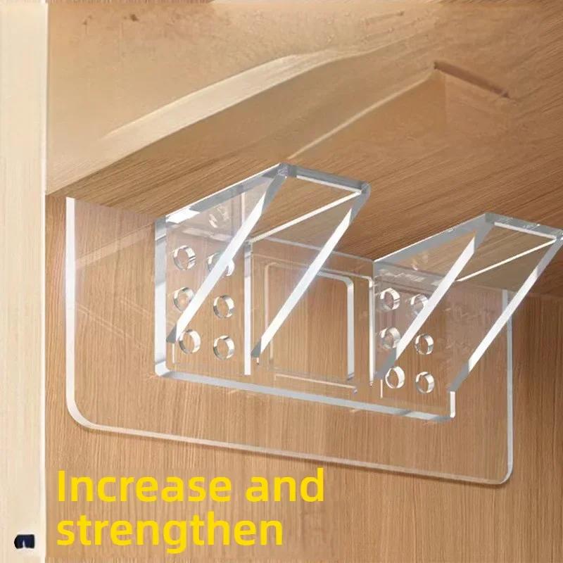 No-Drill Triangular Shelf Support Bracket - Adjustable Cabinet/Wardrobe Layer Fixer with Heavy-Duty Corner Clamp