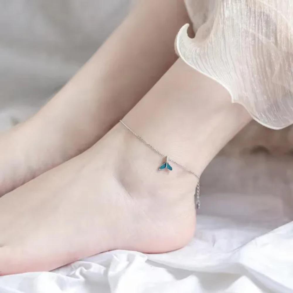 925 Silver Kiss Fish Anklet for Women Fashion Simple Personality Unique Design Birthday Gift Jewelry