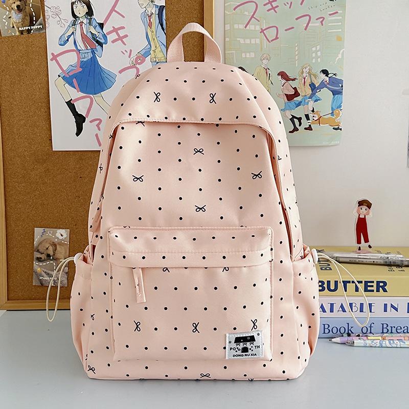 Polka Dot Bow Backpack for Girls - Versatile, High-Value School Bag for Middle & High School Students