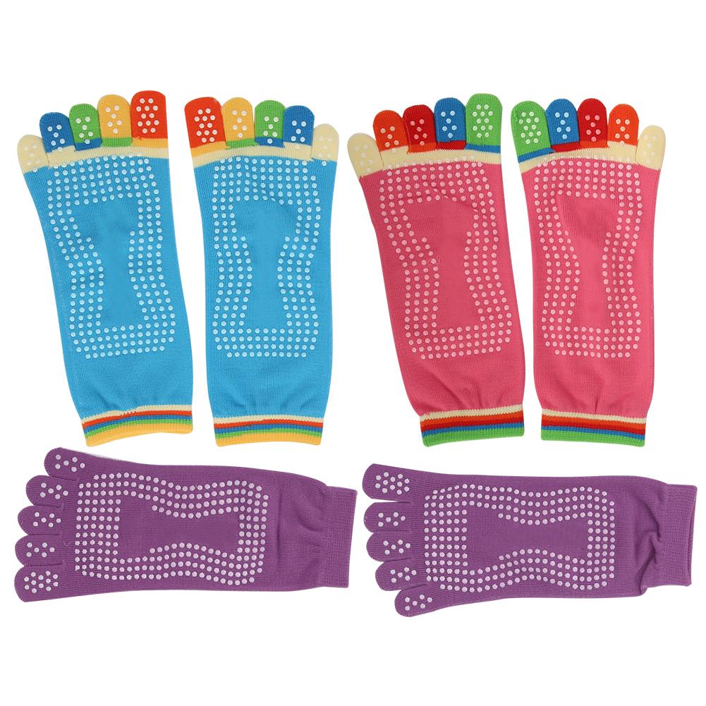 Calcetines de Dedos Cómodos de Algodón de Alta Calidad Coloridos Antideslizantes para Yoga Cinco Dedos