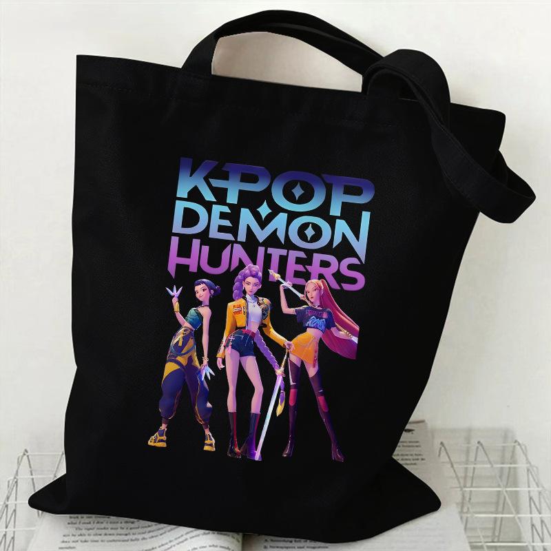 Spot KPOP Demon Hunter Group Cartoon Print Canvas Bag Women's Daily Handbag Shopping Bag