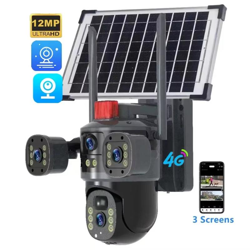 LS VISION V380PRO 4G Multi-obiettivo 3 Schermi 12MP HD PIR Rilevamento Umano Esterno Impermeabile Ptz Cctv Ip Wifi Sicurezza Scheda Sim 4g Pannello Solare Telecamera