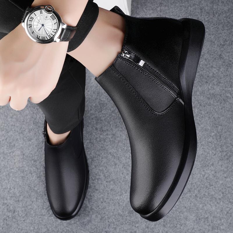 მოდა 2025 ახალი კოჭებამდე ჩექმები მოდა ზამთრის პლიუშიანი თოვლის ბოტები გარე მაღალყელიანი ფეხსაცმელი მოტოციკლეტის ჩექმები ნატურალური ტყავი მამაკაცის ჩელსი ჩექმები