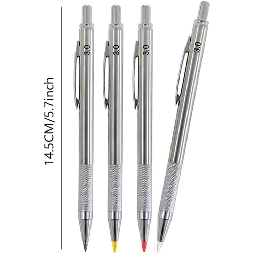 3.0mm Solid Mechanical Carpenter Pencils Set with Refills Woodworking Pencils Marker Marking Tools for Architect Construction(2pencil+2box lead)