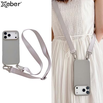 Crossbody Lanyard Matte Soft Silicone Phone Case For iPhone 17 16 15 11 12 13 14 Pro Max X XR XS Shoulder Necklace Strap Cover