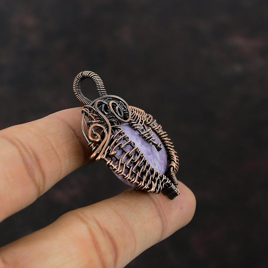 Lepidolite Pendant Copper Wire Wrapped Pendant Very Pretty Gemstone Jewelry Dainty Pendant Copper Wire Jewelry Gift For Her Handmade Jewelry