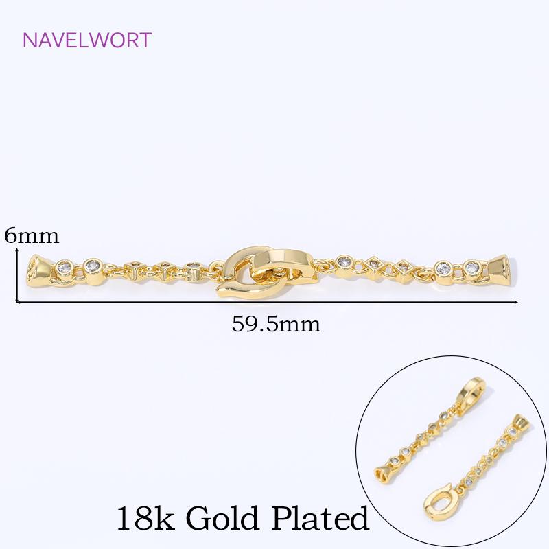18K Gold Plated Brass Jewelry Clasps For Bracelets Making,With Zircon Connector Clasp,Locks For Jewelry,DIY Necklace Accessories