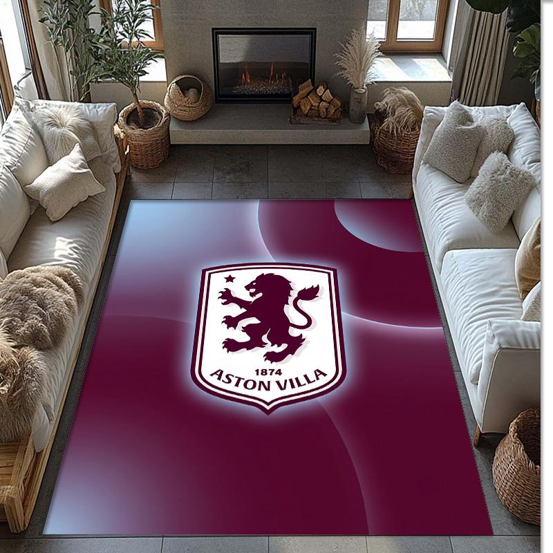 Tappeto in Velluto di Cristallo con Stampa Calcio Aston Villa, Comodo Assorbente d'Acqua Antiscivolo Tappeto per Pavimenti Interni