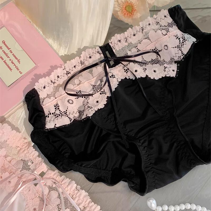 FitonTon Women's 3-Pack Ice Silk Lace Bikini Briefs