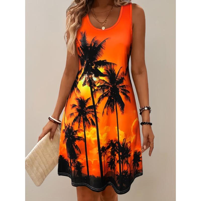 Large Size Women's Dress Summer 3D Printed O Neck Sleeveless Fashion Elegant Casual Comfortable Dresses