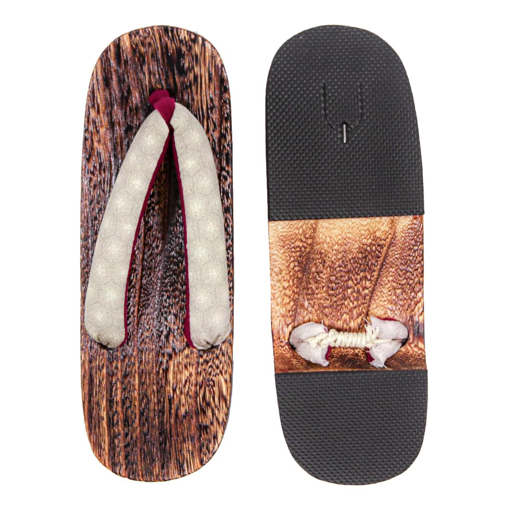 Geta Wooden In Burnt Paulownia Wood for Women [KYOETSU] (Japanese Clogs) Dull, (5 Beige, Medium)