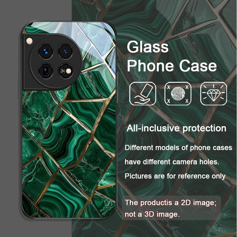 

Gorgeous Emerald Pattern Tempered Glass Phone Case for OnePlus 13R 12 11 10 ACE2 ACE3 Pro Nord 2T 4 CE2 CE3 Lite Anti-drop Cover OnePlus 11
