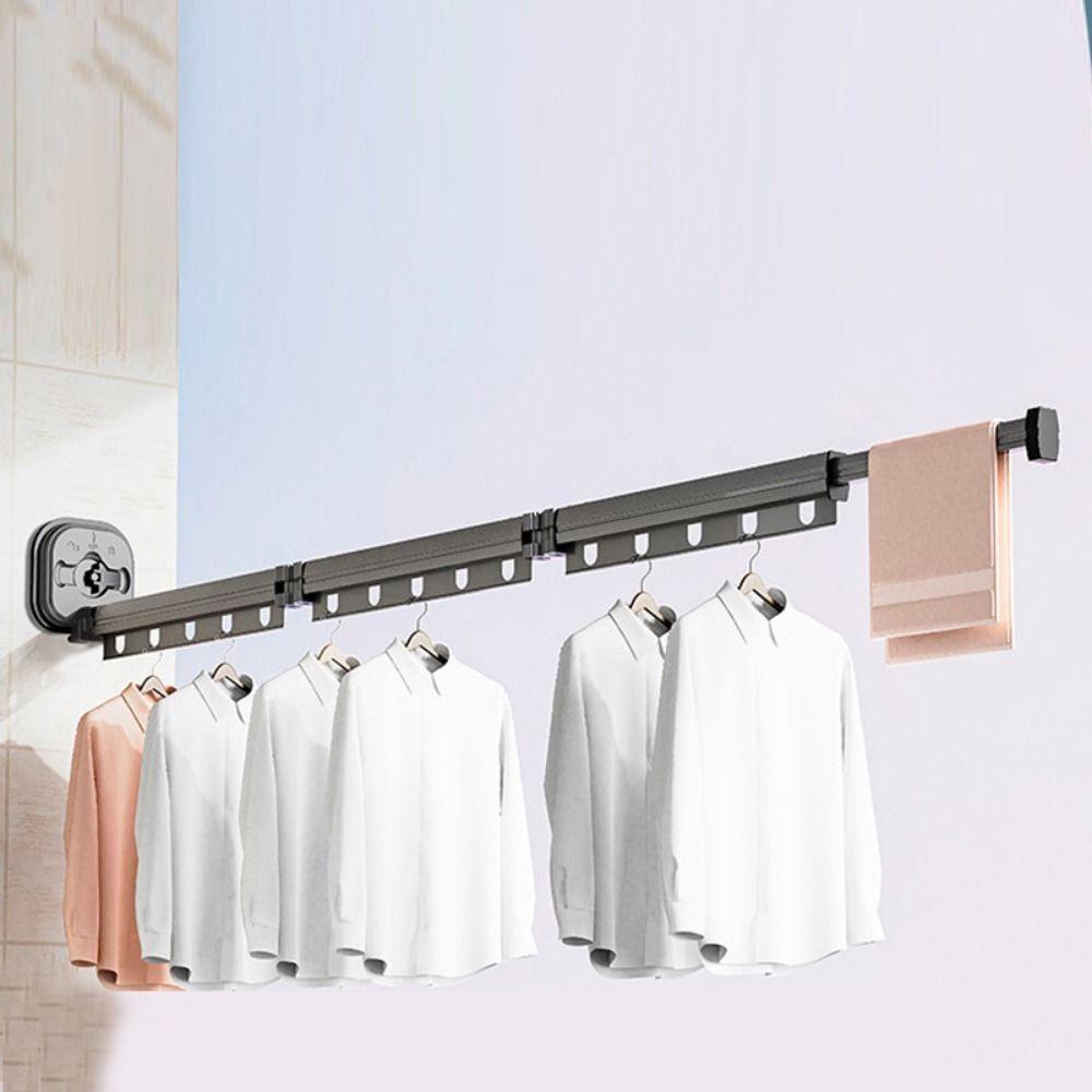 Space Saving Retractable Clothes Hanger Wall Mounted Clothing Storage Shelf  Outdoor