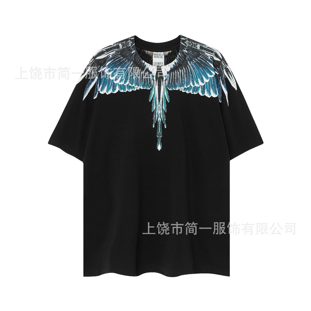 Summer Men's and Women's Same Fashion Trend T-shirt Personalized Trend Wing Printing Comfortable and Simple