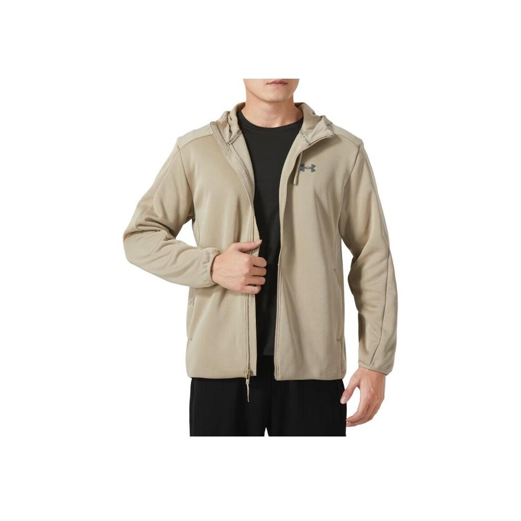 Under Armour Essential Solid Color Training Hooded Jacket Men Jacket Brown 1378824-299