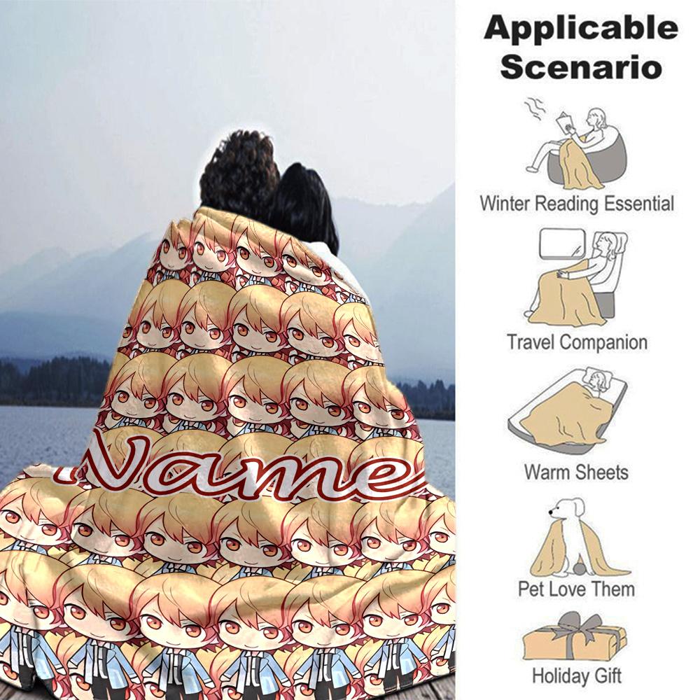 Customiz Name Personality Tsukasa Tenma Blanket Soft &Warm Sofa Office Bed Travel Lunch Break Blanket, Gift Suitable All Seasons