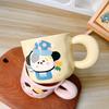 Cute Cartoon Puppy Couple Ceramic Cup Mug Water Cup Girls Boys Gift Souvenir with Cover Spoon